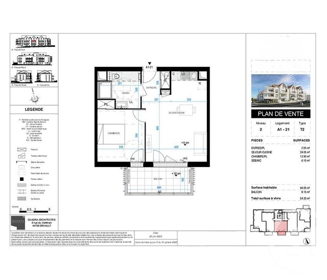 Appartement T2 à vendre - 2 pièces - 46.05 m2 - PORNIC - 44 - PAYS-DE-LOIRE - Century 21 Agence Du Casino